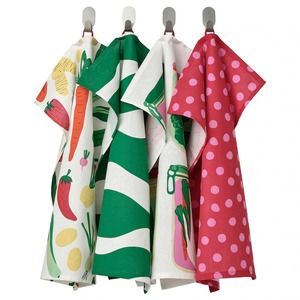 IKEA TABBERAS Dish Towel Set Of 4, Mixed Patterns, 18' x 24" (205.519.96) NEW